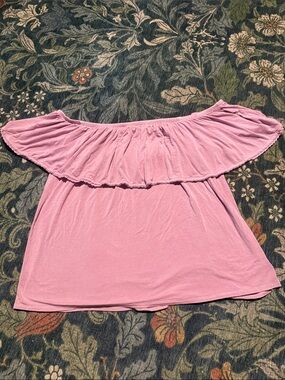 American Eagle Off-Shoulder Ruffle Women's Top - Pink